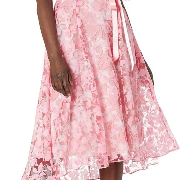 Tahari ASL Sleeveless Lace Overlay Flared Floral Skirt Party Dress, Size 10 - Picture 3 of 10